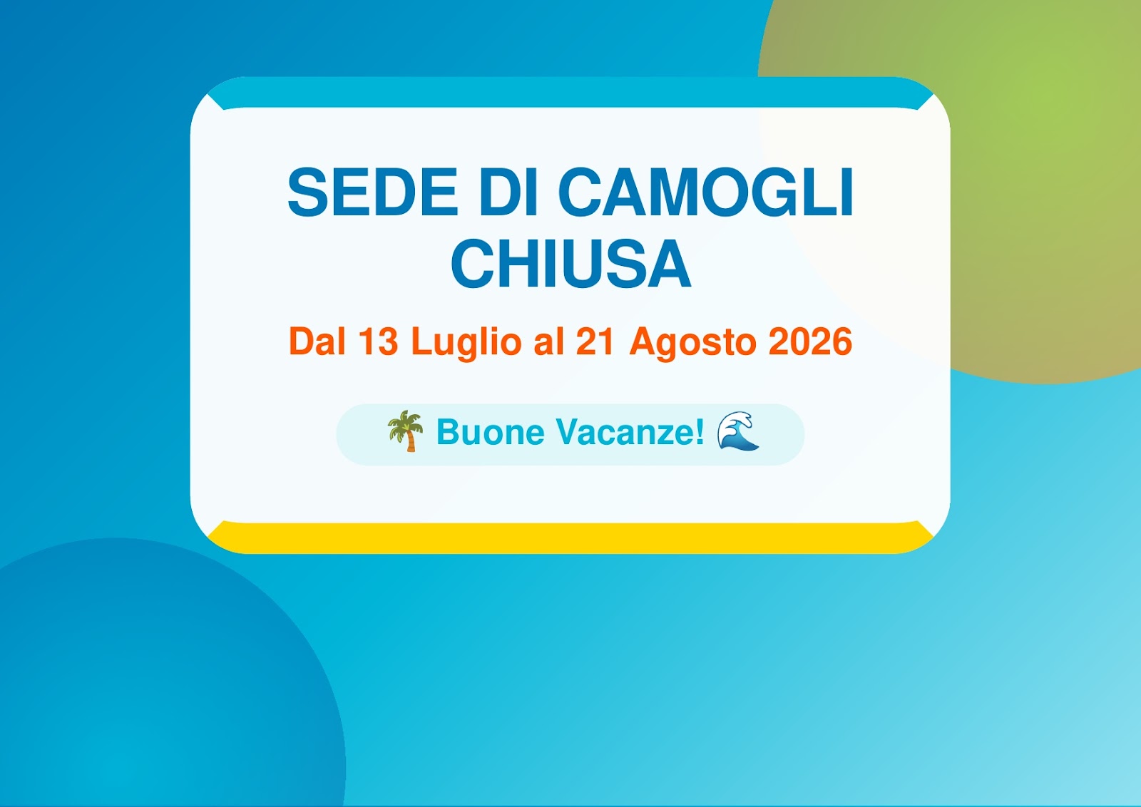 CAMOGLI  - Chiusura Estiva